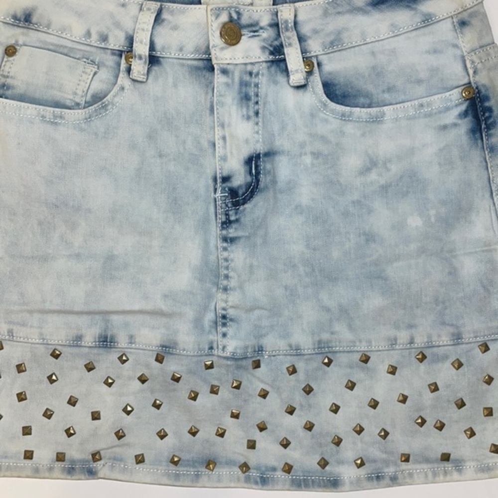 Nicki‎ Minaj Jean Mini Skirt Gold Studded Details Junior's Size 7/8